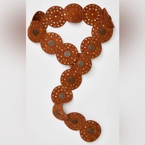 Free people xena hip belt cognac leather circles medium large size boho nwt boho